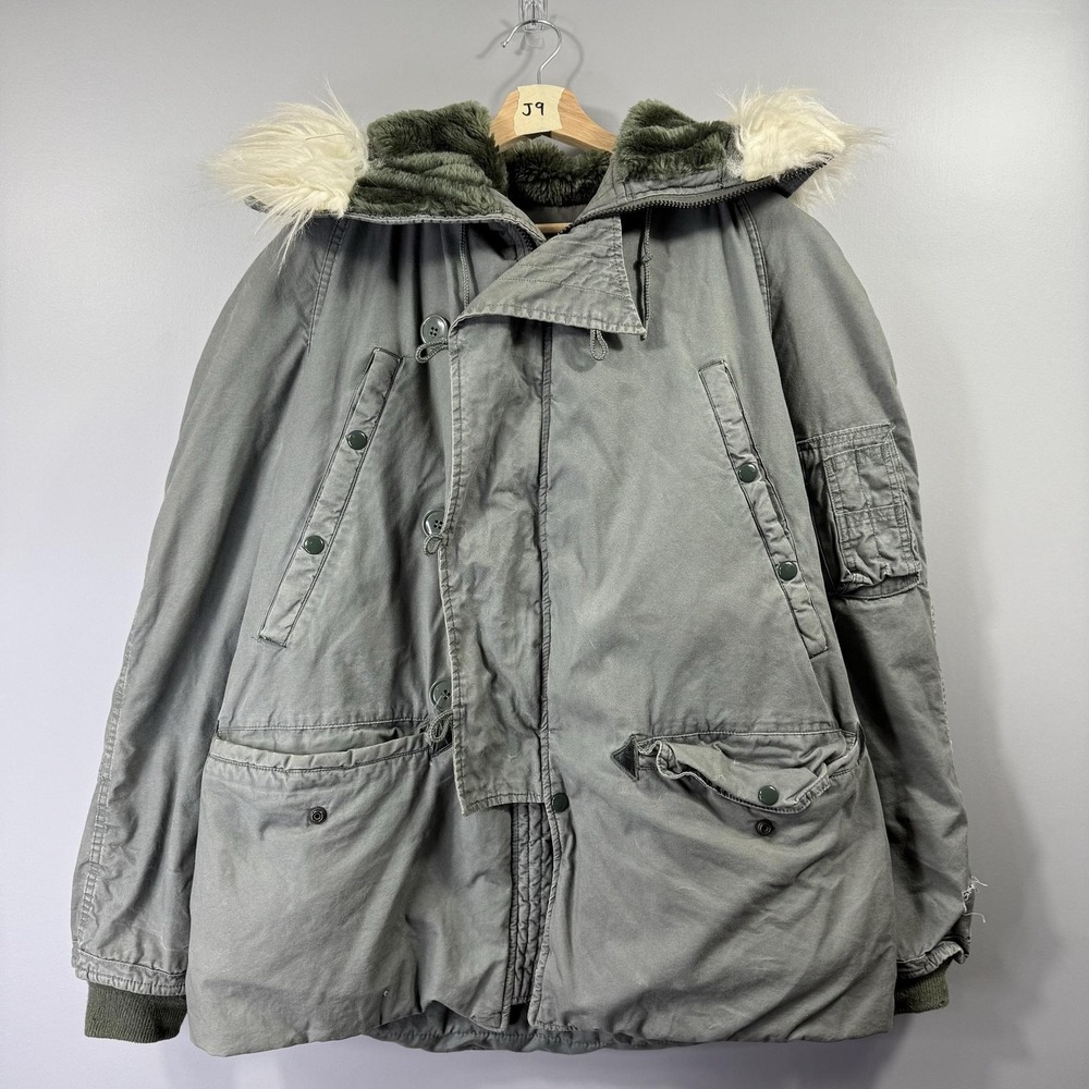 Vintage DJ Manufacturing N-3B Jacket Mens Medium Green Fur Hood Parka
